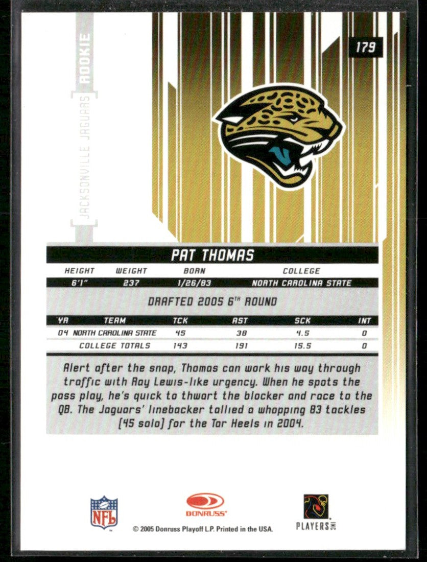 Pat Thomas 2005 Leaf Rookies & Stars Longevity Gold RC /150 #179