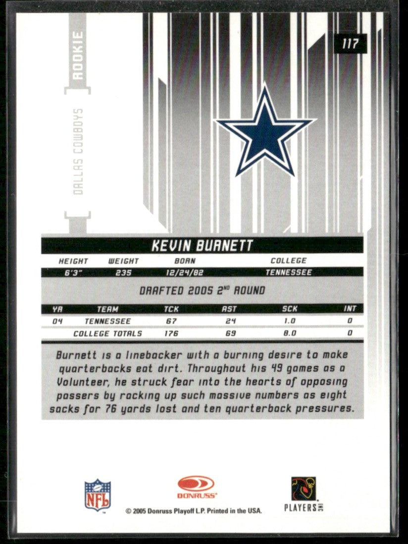 Kevin Burnett 2005 Leaf Rookies & Stars Longevity RC /999 #117 Dallas Cowboys