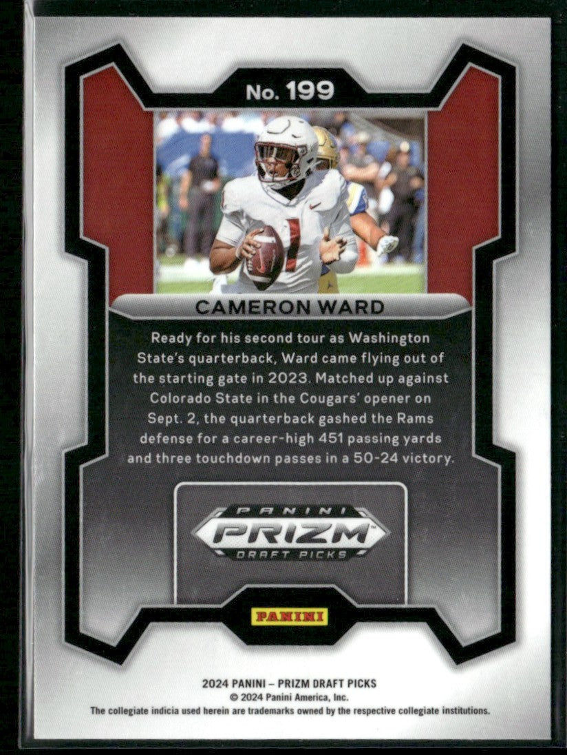 Cameron Ward 2024 Panini Prizm Draft Picks #199 Washington State Cougars