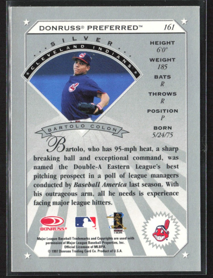 Bartolo Colon 1997 Donruss Preferred Silver RC #161 Cleveland Indians