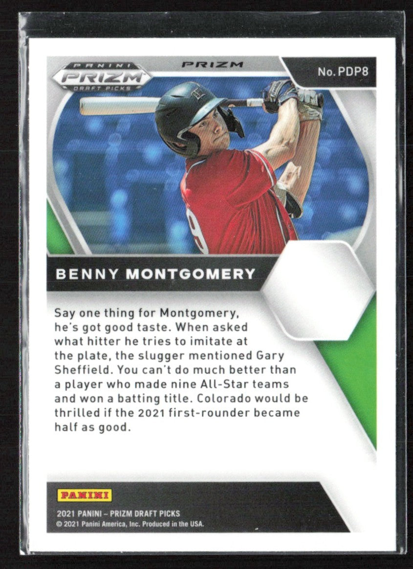 Benny Montgomery 2021 Panini Prizm Draft Picks Red Wave #PDP8 Colorado Rockies