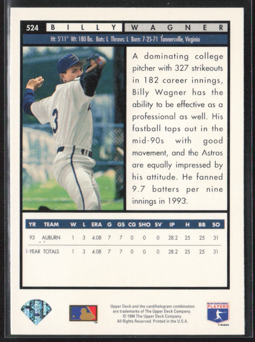 Billy Wagner 1994 Upper Deck RC #524 Houston Astros