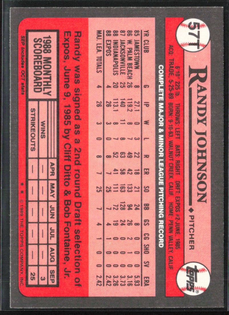 Randy Johnson 1989 Topps Traded RC #57T Seattle Mariners