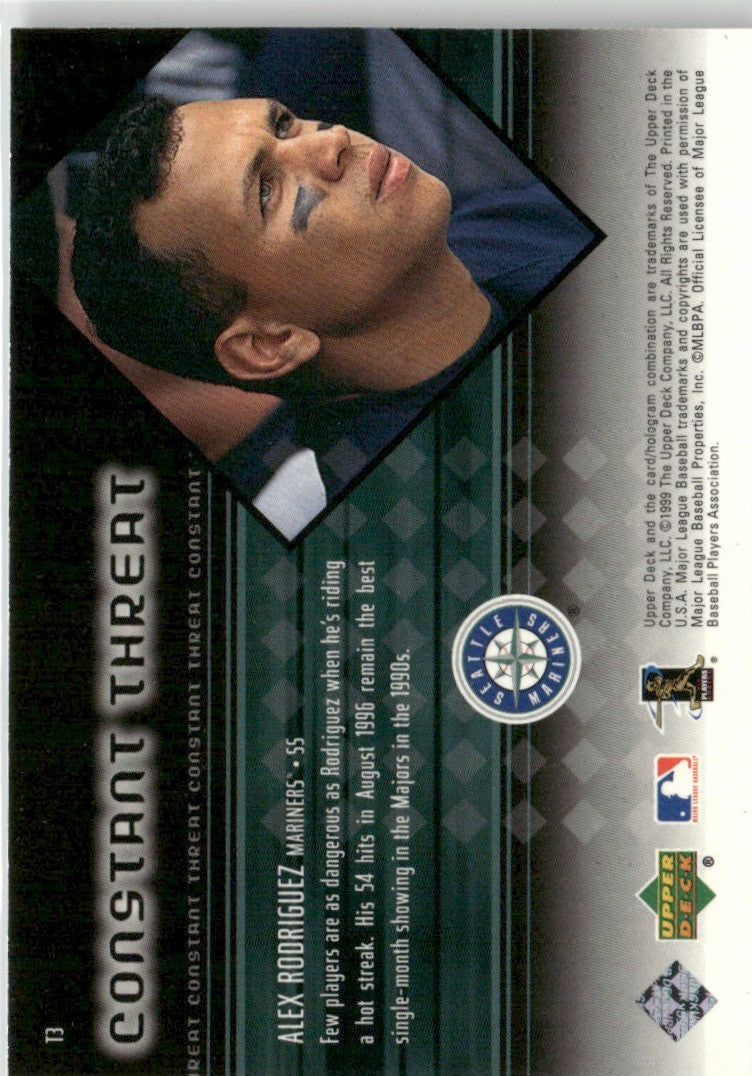 Alex Rodriguez 1999 Upper Deck Black Diamond Constant Threat #T3