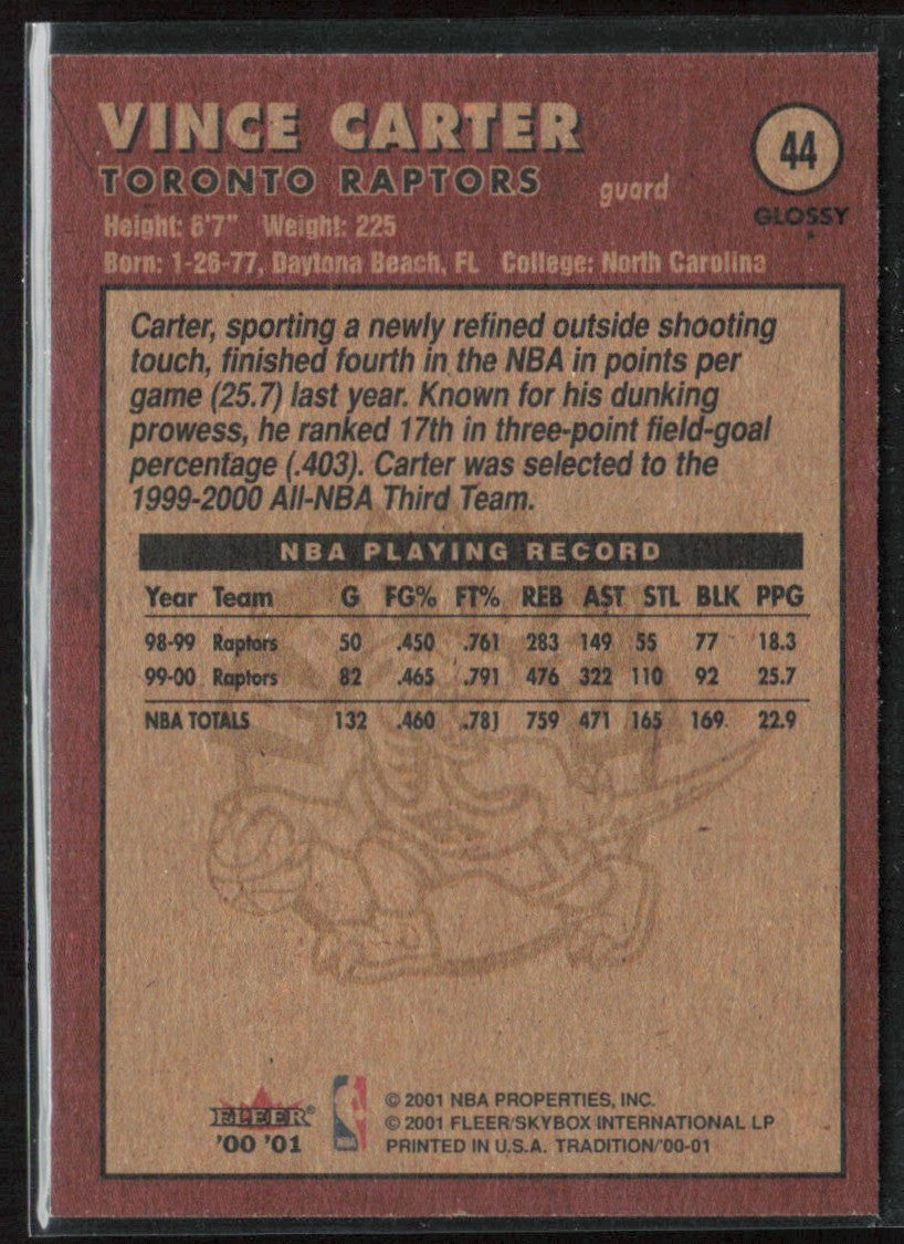 Vince Carter 2000 Fleer Tradition #44 Toronto Raptors