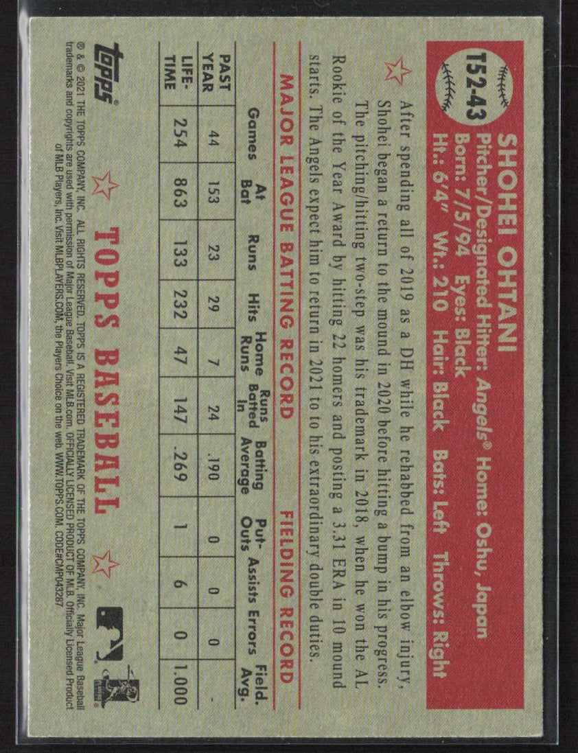 Shohei Ohtani 2021 Topps 1952 Redux #T52-43 Los Angeles Angels