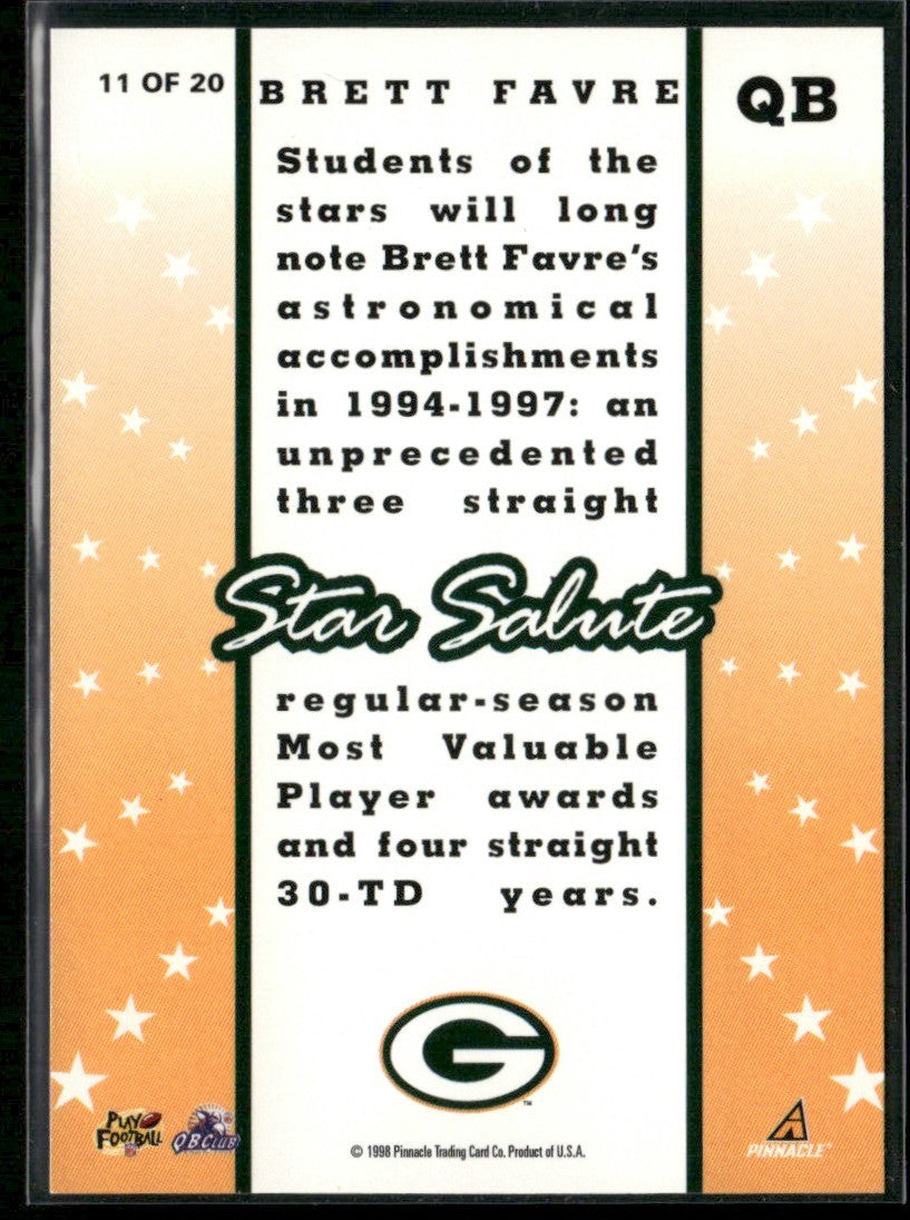 Brett Favre 1998 Score Star Salute #11 Green Bay Packers