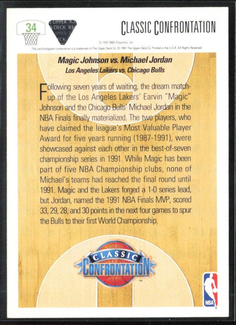 Michael Jordan Magic Johnson 1991 Upper Deck Classic Confrontation #34