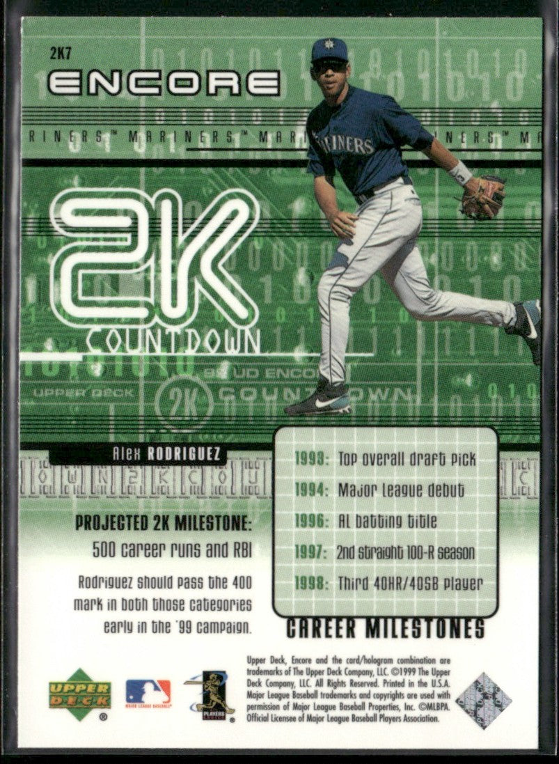 Alex Rodriguez 1999 Upper Deck Encore #2K7 Seattle Mariners