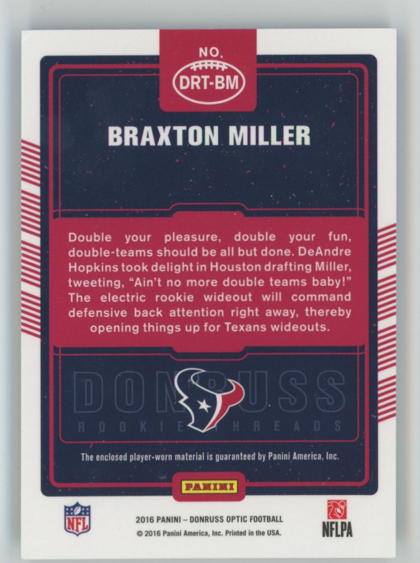 Braxton Miller 2016 Panini Donruss Optic Threads Jersey #DRT-BM Houston Texans