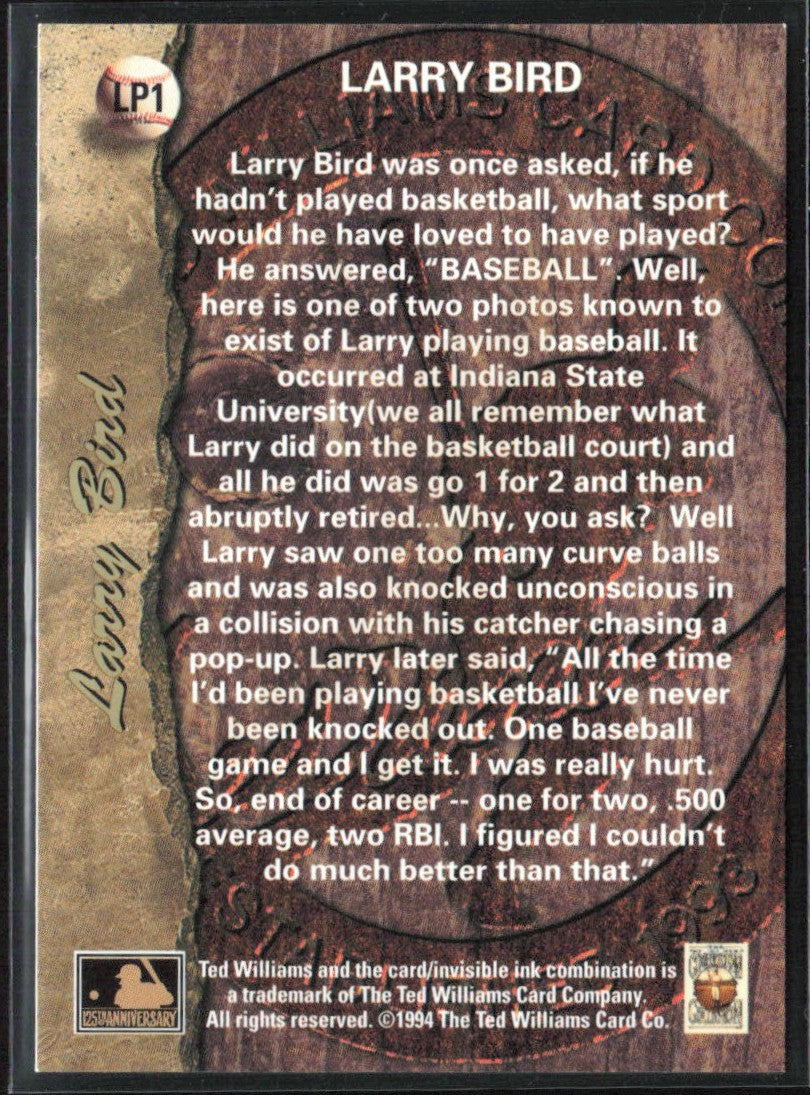 Larry Bird 1994 Ted Williams Collection #LP1