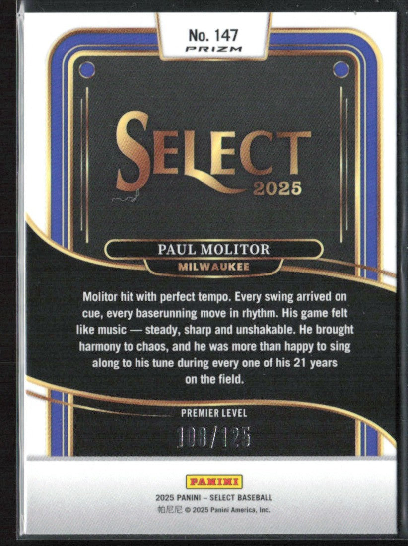 Paul Molitor 2025 Panini Select Bronze /125 #147 Milwaukee Brewers