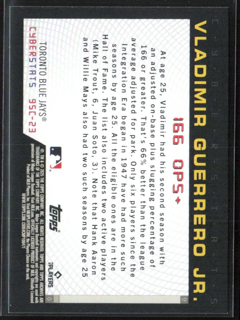 Vladimir Guerrero, Jr. 2025 Topps Archives Cyberstats #95C23 Montreal Expos