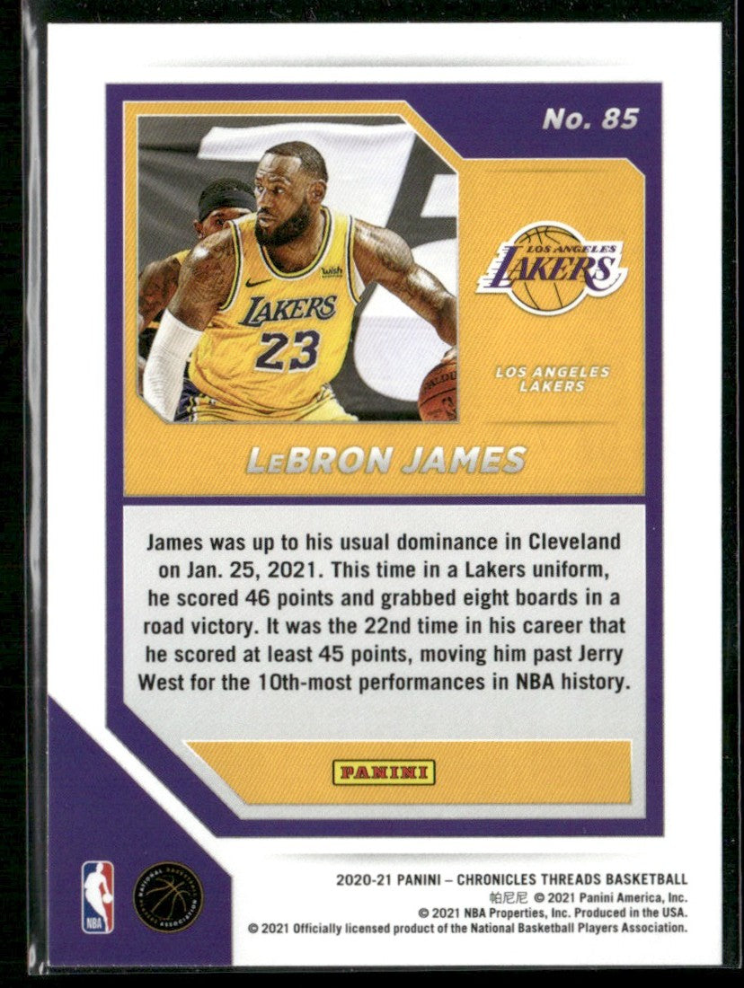 LeBron James 2020 Panini Chronicles Threads #85 Los Angeles Lakers