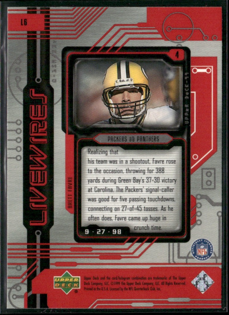 Brett Favre 1999 Upper Deck Livewires #L6 Green Bay Packers