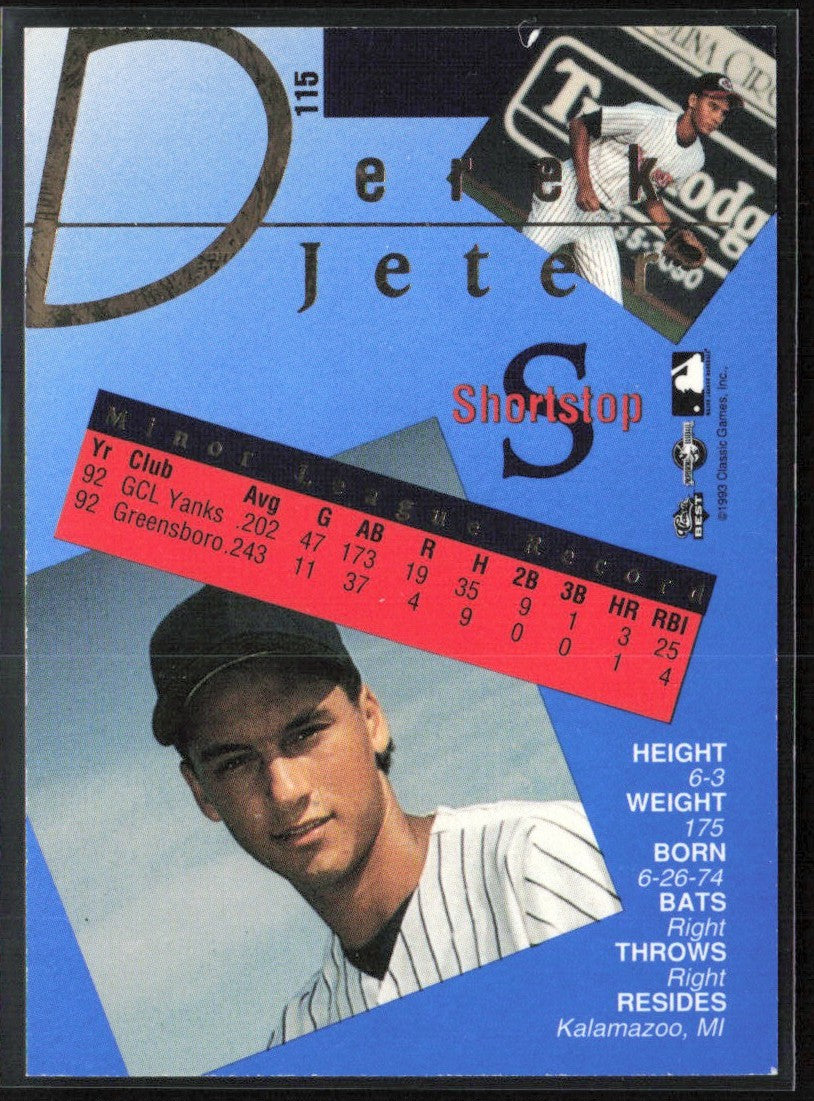 Derek Jeter 1993 Classic Best Gold #115 Greensboro Hornets