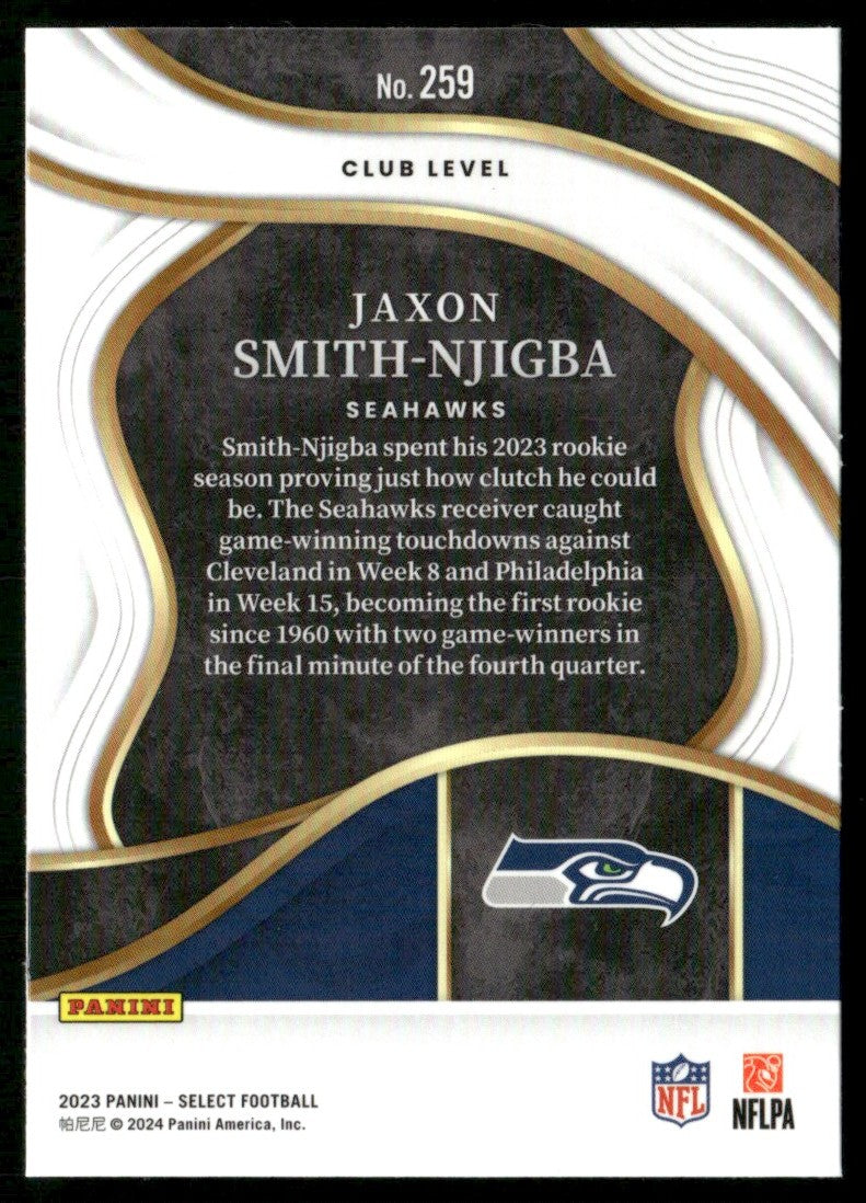 Jaxon Smith-Njigba 2023 Panini Select Club RC #259 Seattle Seahawks
