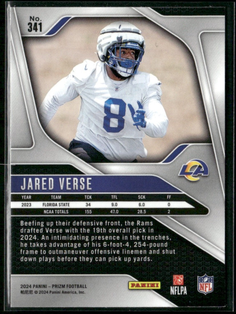 Jared Verse 2024 Panini Prizm RC #341 Los Angeles Rams