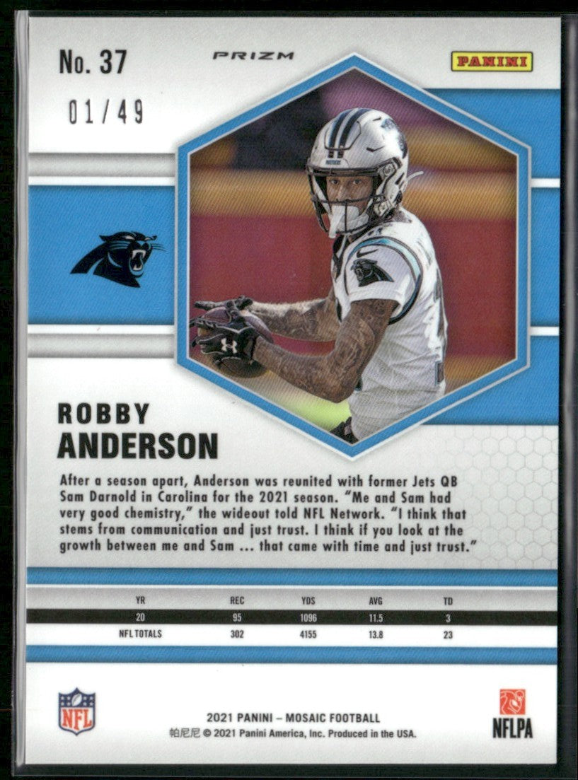 Robby Anderson 2021 Panini Mosaic Prizm Purple /49 #37 Carolina Panthers