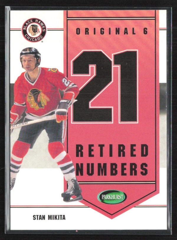 Stan Mikita 2003 Parkhurst Original Six Retired Numbers #C-1 Chicago Blackhawks