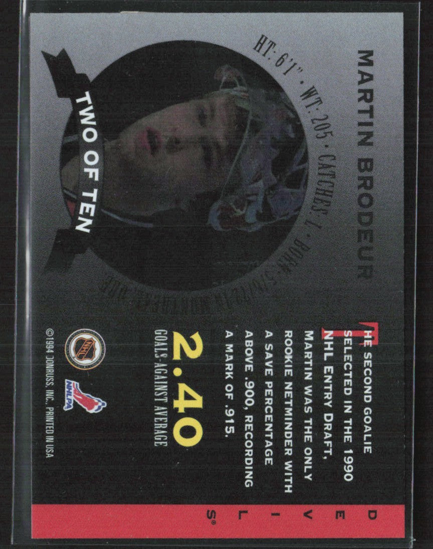 Martin Brodeur 1994 Donruss Masked Marvels #2