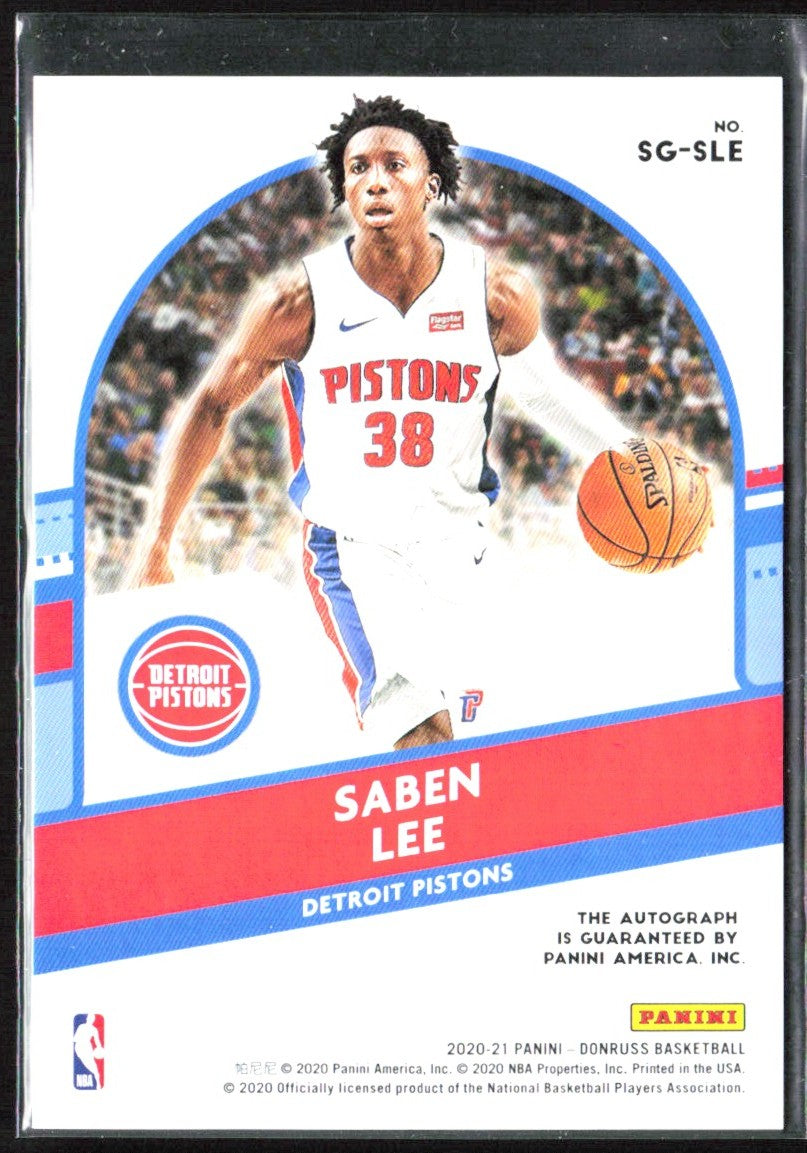 Saben Lee 2020 Donruss Signature Series RC AUTO #SG-SLE Detroit Pistons