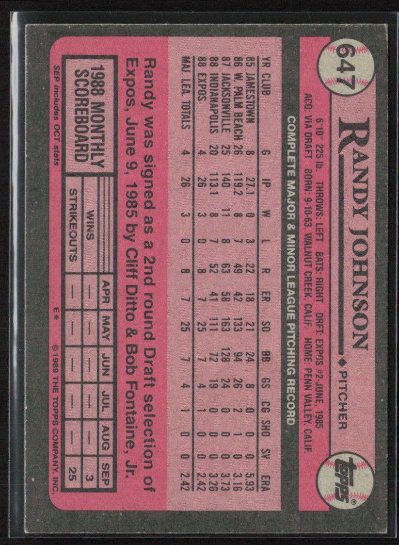 Randy Johnson 1989 Topps RC #647 Montreal Expos