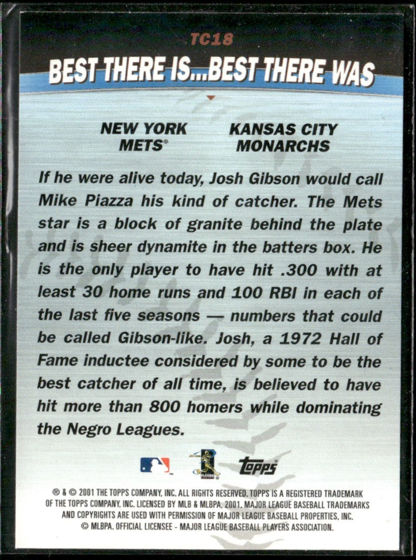 Best There Is...Best There Was (Mike Piazza/Josh Gibson) 2001 Topps Combos #TC18
