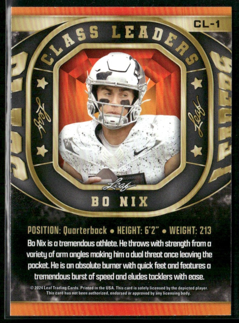 Bo Nix 2024 Leaf Class Leaders Blue #CL-1 Oregon Ducks