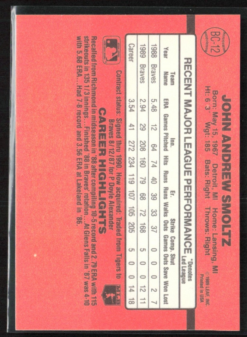 John Smoltz 1990 Donruss Tom Glavine Error #BC-12 Atlanta Braves
