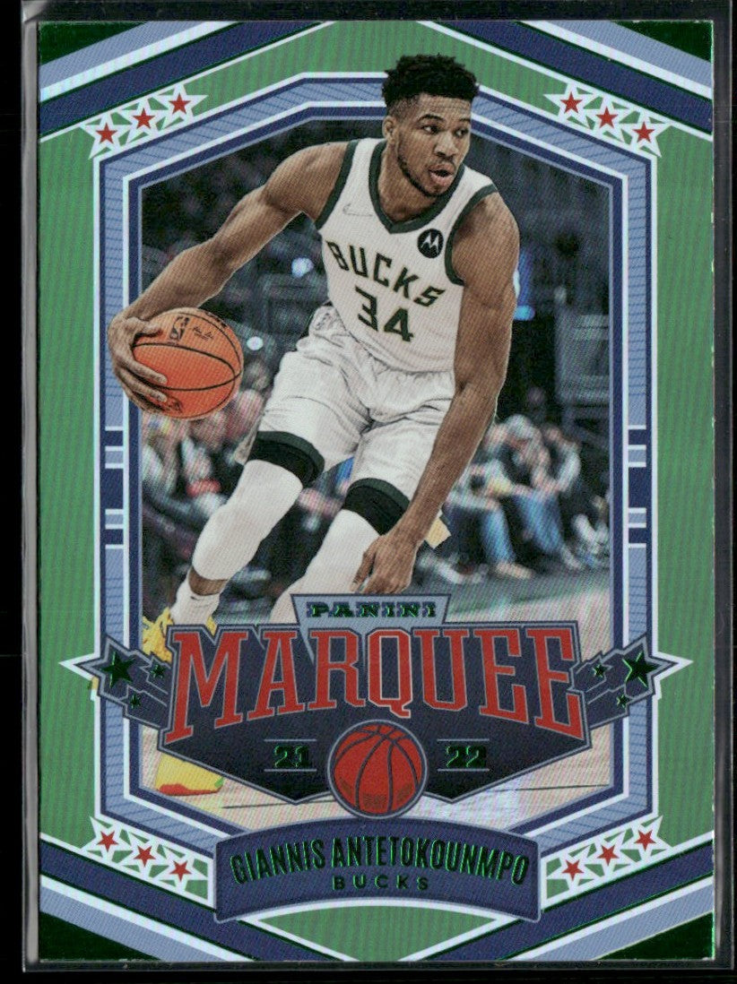 Giannis Antetokounmpo 2021 Panini Chronicles Marquee Green #362 Milwaukee Bucks