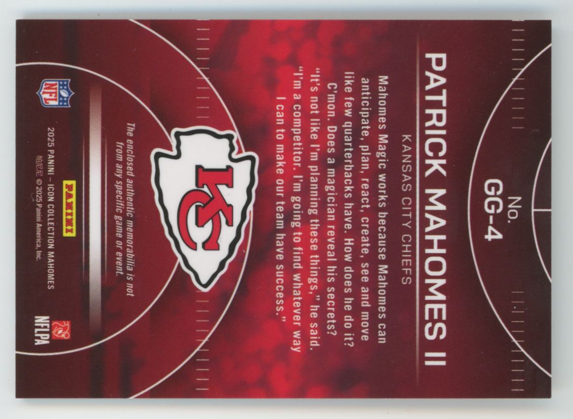 Patrick Mahomes II 2025 Panini Icon Collection Game Gear Jersey #GG-4