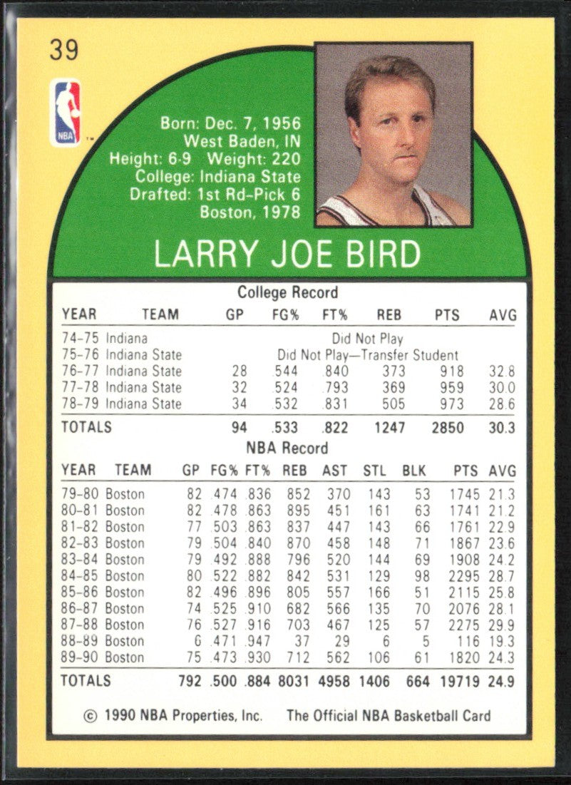 Larry Bird 1990 Hoops #39 Boston Celtics