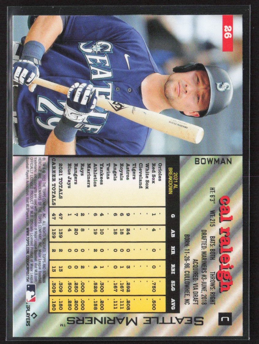 Cal Raleigh 2022 Bowman Heritage RC #26 Seattle Mariners
