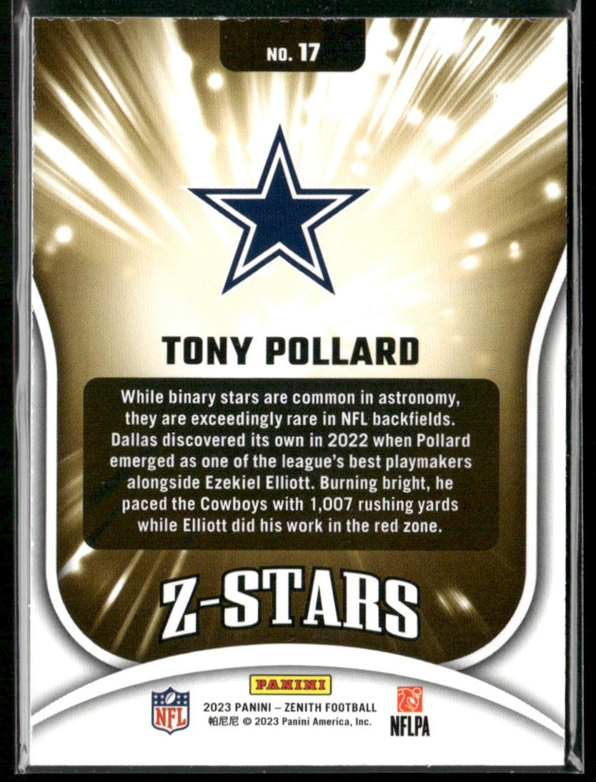 Tony Pollard 2023 Panini Zenith Z-Stars #17 Dallas Cowboys