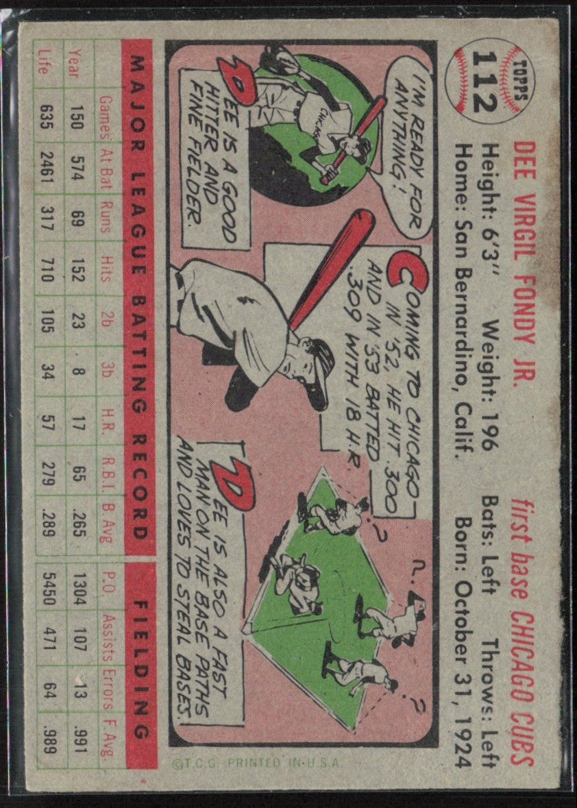 Dee Fondy 1956 Topps #112.0 Chicago Cubs