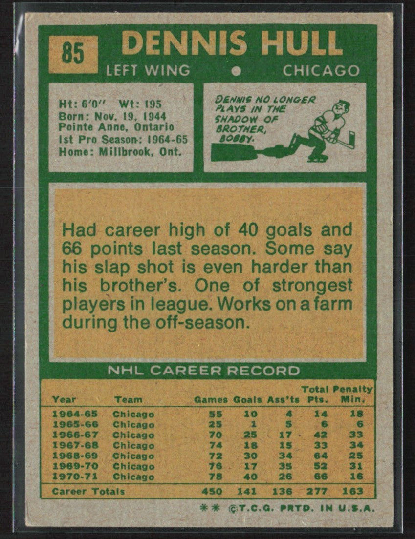 Dennis Hull 1971 Topps #85 Chicago Blackhawks