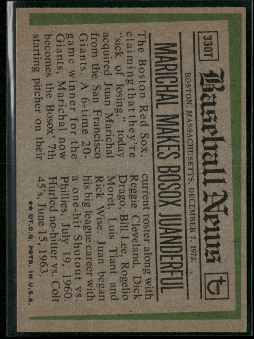 Juan Marichal 1974 Topps Traded #330T Boston Red Sox