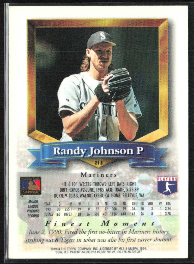 Randy Johnson 1994 Topps Finest #213 Seattle Mariners