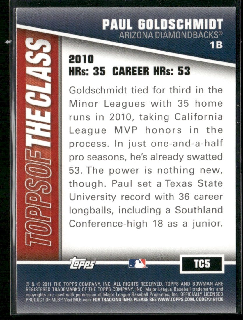 Paul Goldschmidt 2011 Bowman Topps of the Class #TC5 Arizona Diamondbacks