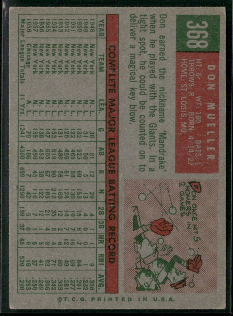 Don Mueller 1959 Topps #368 Chicago White Sox