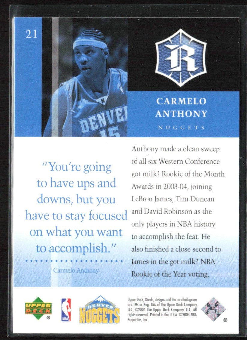 Carmelo Anthony 2004 Upper Deck Rivals Box Set #21 Denver Nuggets