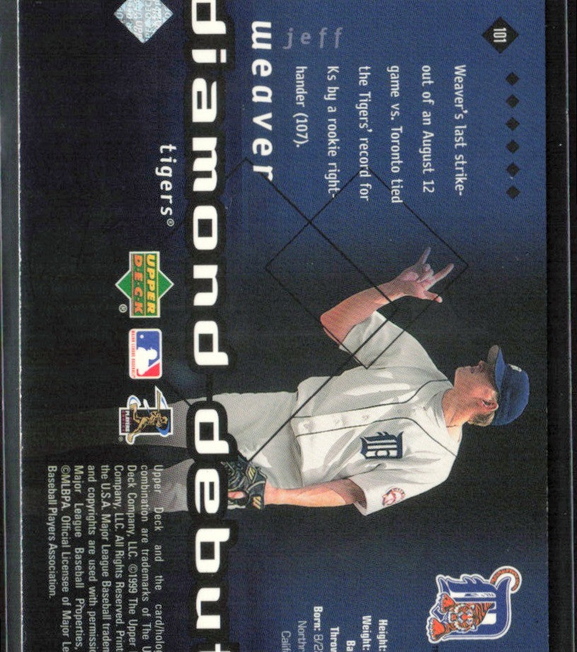 Jeff Weaver 1999 Upper Deck Black Diamond Debut RC #101 Detroit Tigers