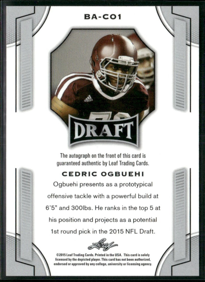 Cedric Ogbuehi 2015 Leaf Draft Autographs AUTO #BA-CO1 Texas A&M Aggies