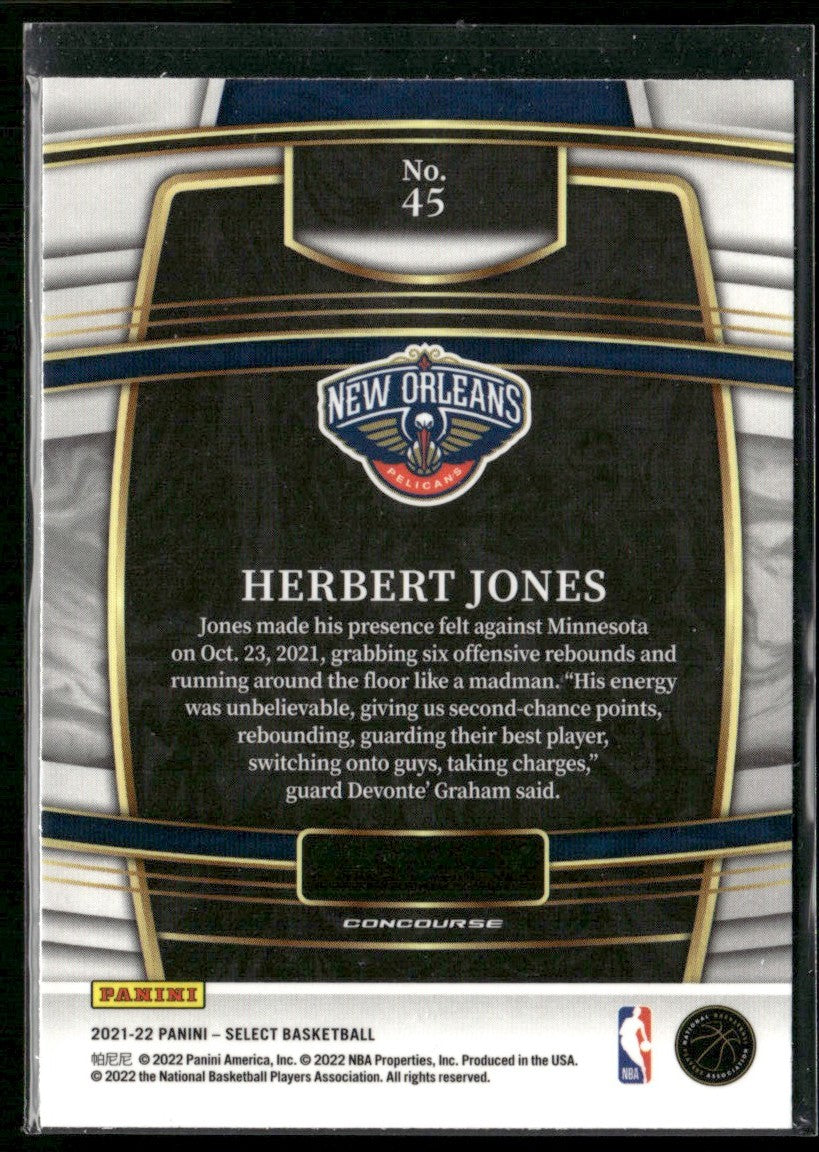Herbert Jones 2021 Panini Select Concourse RC #45 New Orleans Pelicans