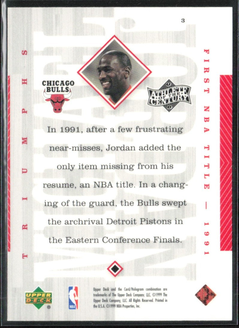 Michael Jordan 1999 Upper Deck Athlete of the Century #3 Chicago Bulls