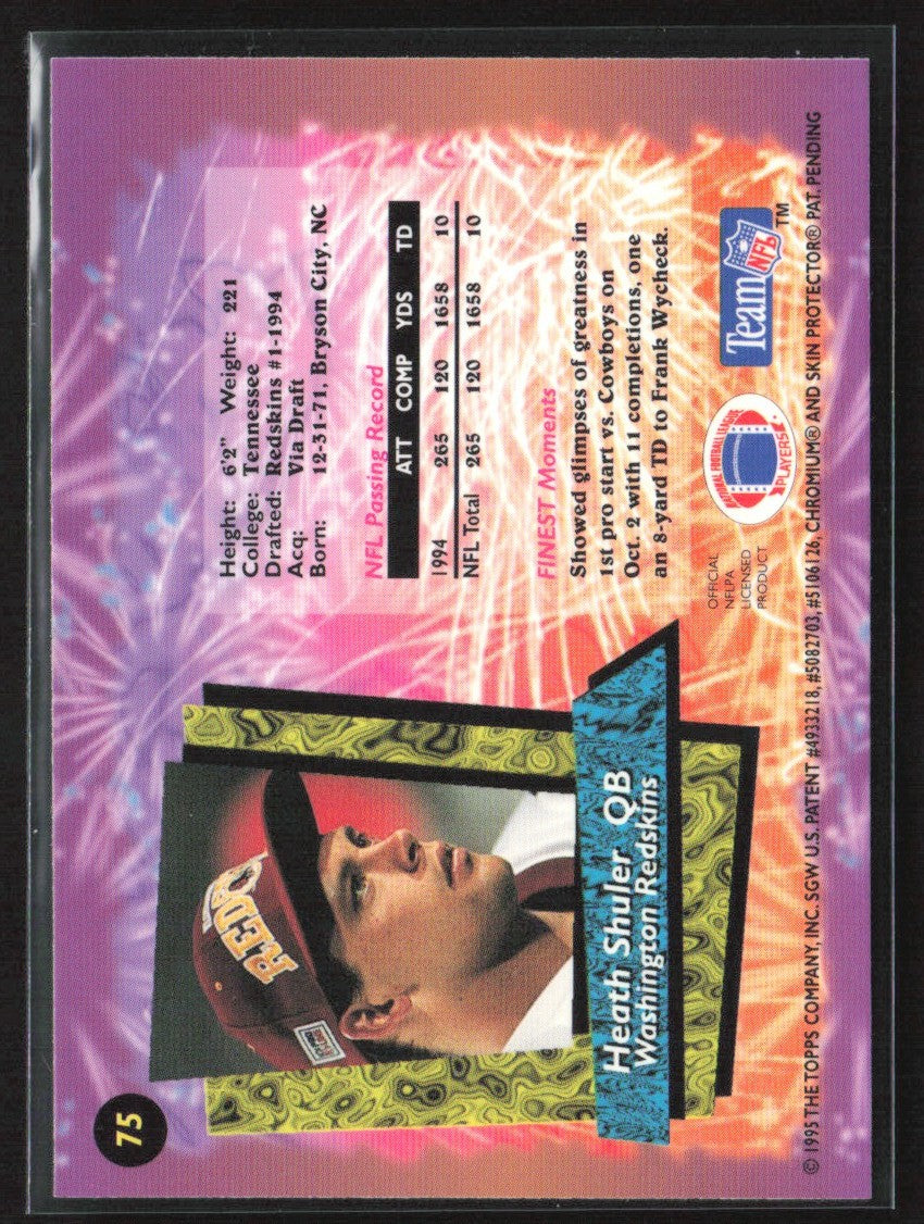 Heath Shuler 1995 Topps Finest RC #75 Washington Redskins
