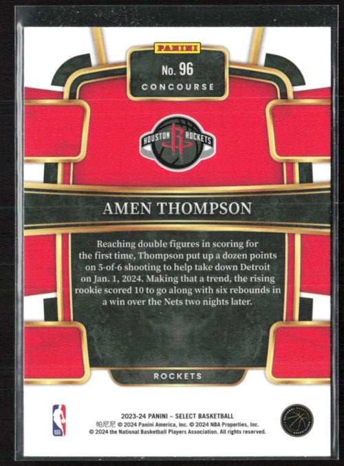 Amen Thompson 2023 Panini Select Concourse RC #96 Houston Rockets