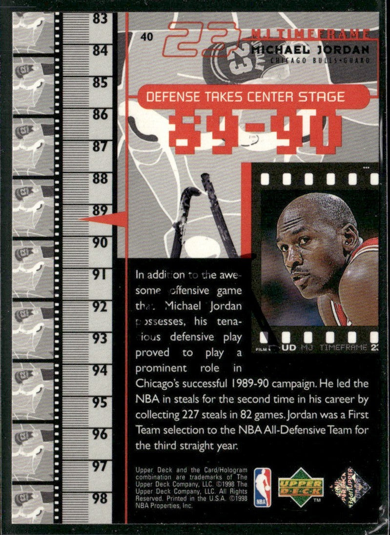 Michael Jordan 1998 Upper Deck MJ TimeFrame #40 Chicago Bulls
