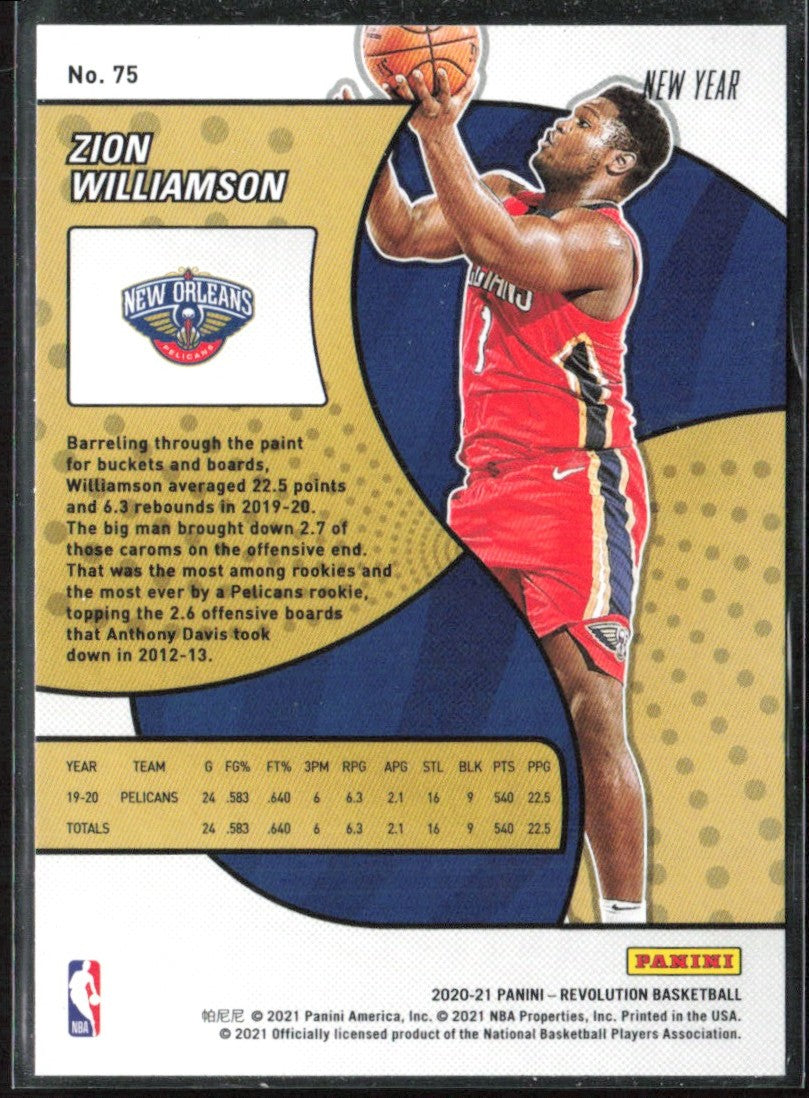 Zion Williamson 2020 Panini Revolution New Year #75 New Orleans Pelicans